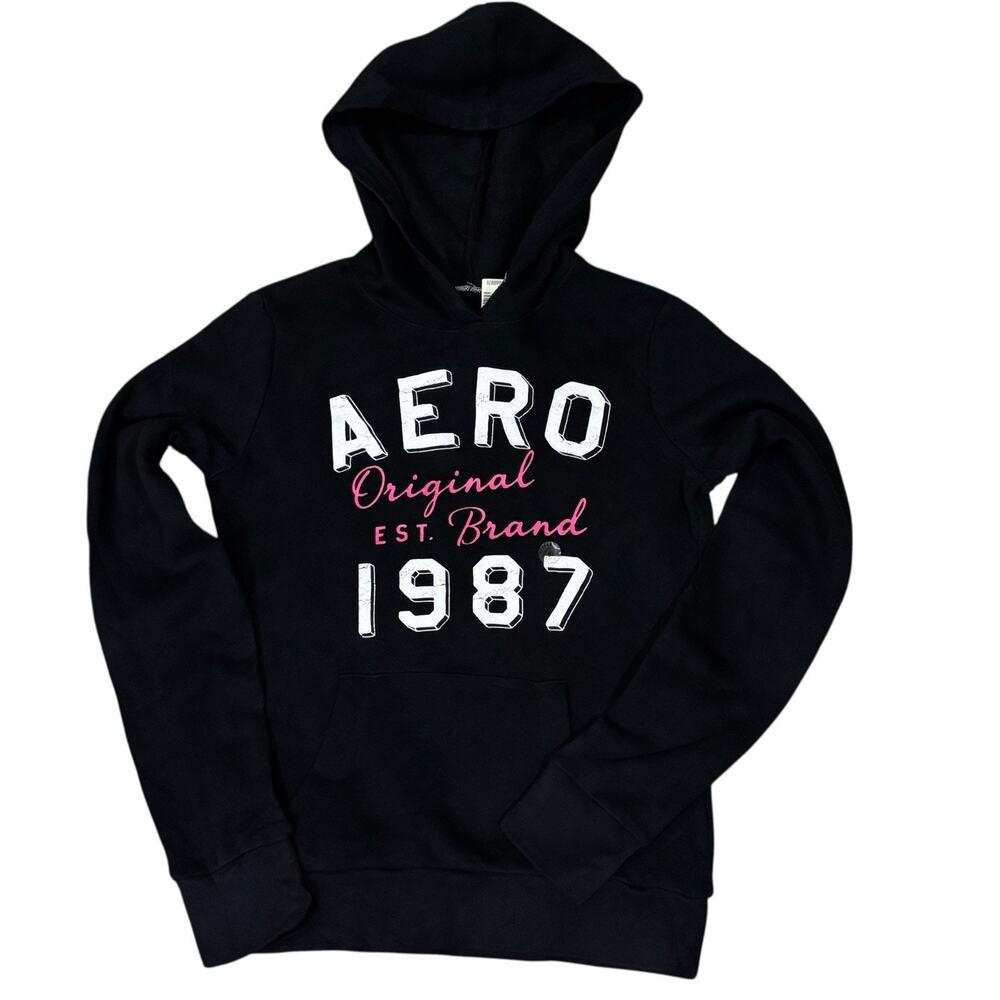 Deadstock Y2K Aeropostale Black Pink Zip Hoodie Women's Small NWT 2012